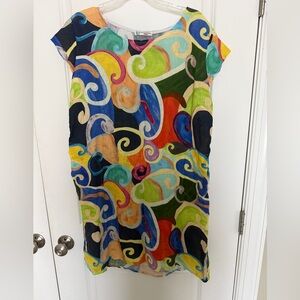 Made in Italy artsy Swirl linen dress- 3xl